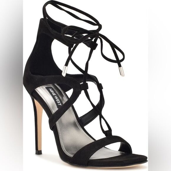NINE WEST 10M Strappy Stilettos Sandal Ankle Wrap Heeled Dress high heels shoes - Picture 8 of 11